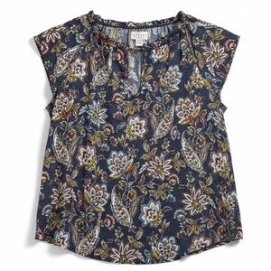 Velvet by Graham & Spencer Navy Floral Paisley Blouse – Size M